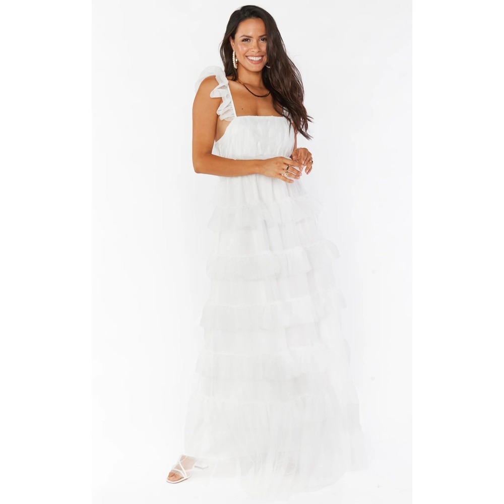 Show Me Your Mumu FairyTale Maxi Dress Tulle White Size XS Fairy Tale Ruffles